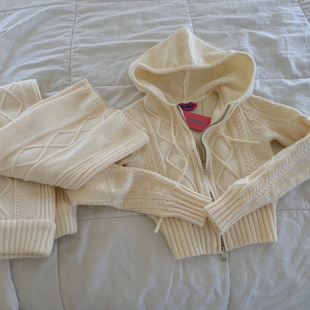 cable knit sweater and pants set